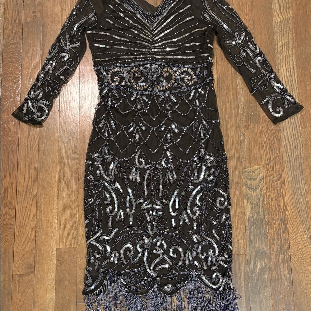 Elegant Black and Silver Embellished Dress